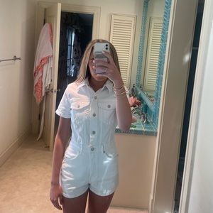 Zara white denim romper